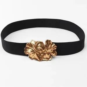 Zara | Accessories | Zara Gold Flowers Stretch Belt | Poshmark